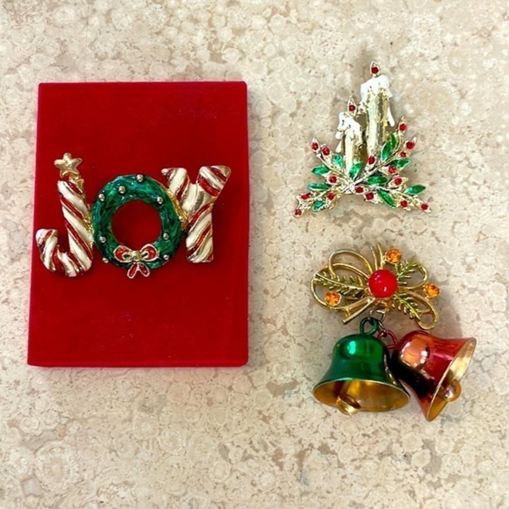 Set of 3 Holiday / Christmas Brooches